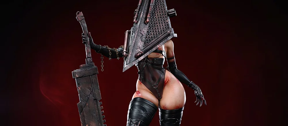 Показана фигурка женской версии Пирамидоголового из Silent Hill