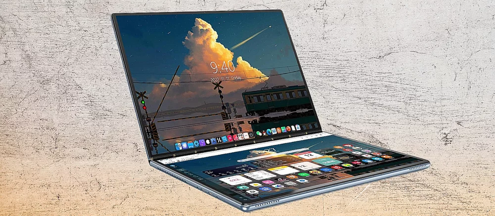 Китайцы показали ноутбук без клавиатуры — только два экрана