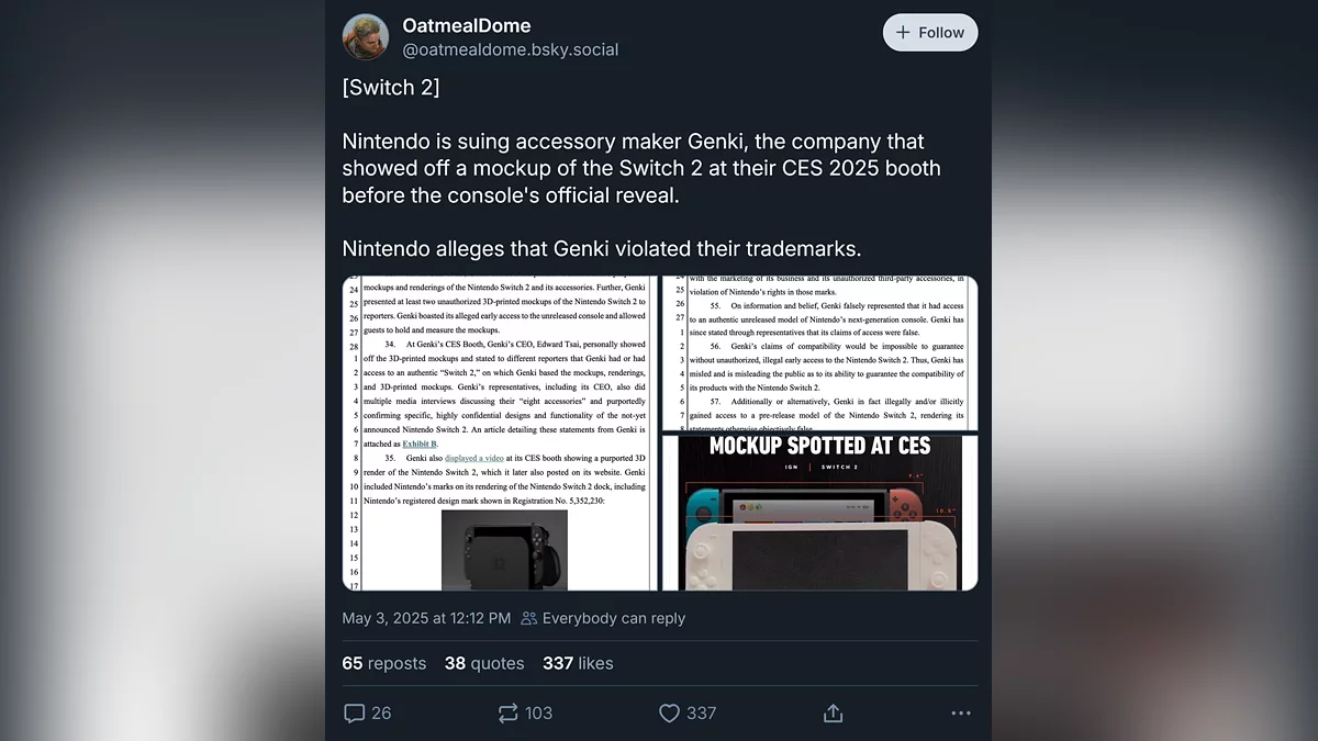 Nintendo has sued Genki for the “drain” of Switch 2 data