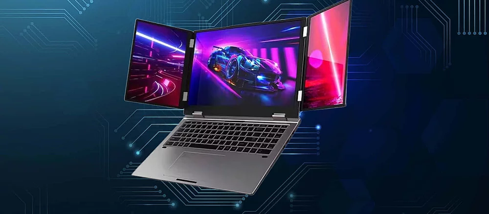 В Китае выпустили ноутбук с нестандартной трехэкранной компоновкой