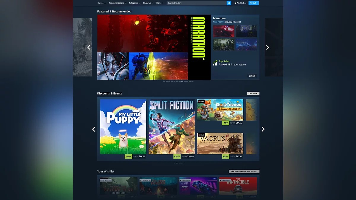 Разработчики изменили внешний вид главной страницы Steam