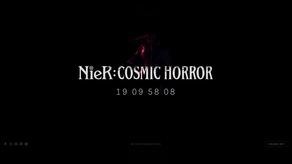 Скриншот фейкового сайта NieR: Cosmic Horror с таймером