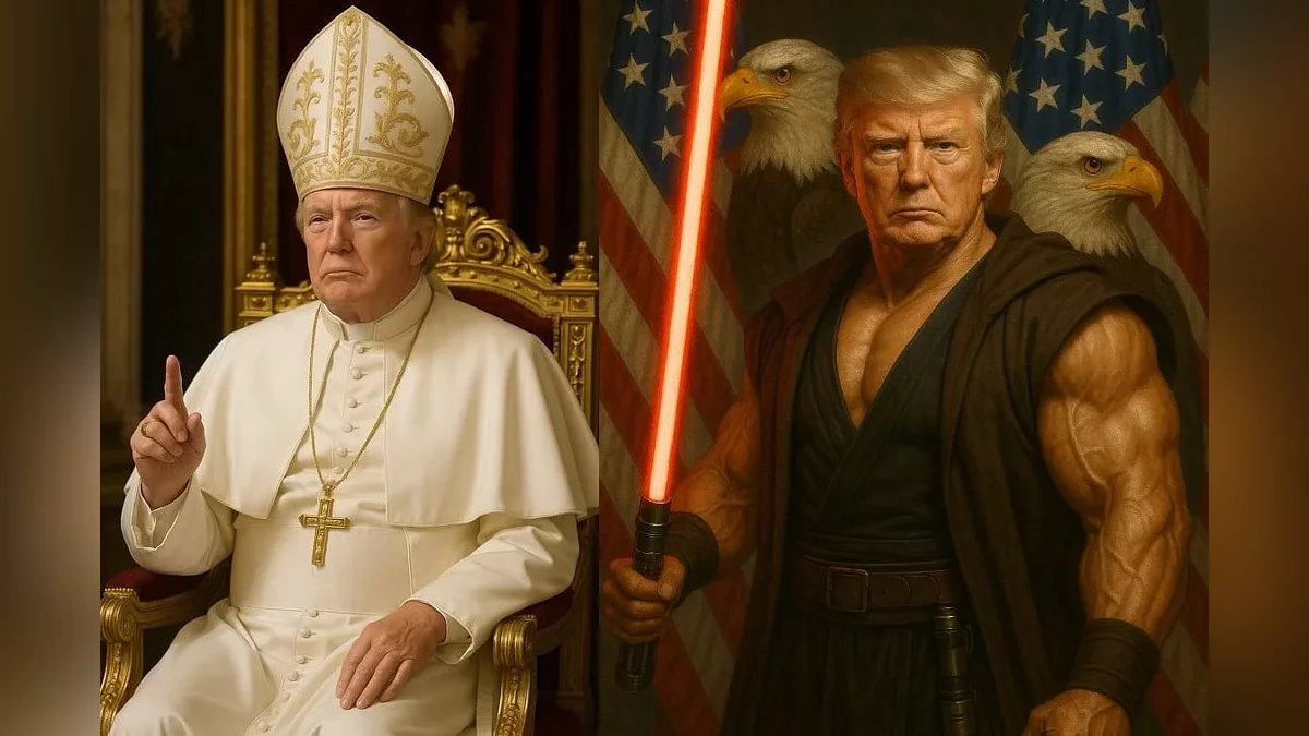 Дональд Трамп в образах Папы Римского и джедая
