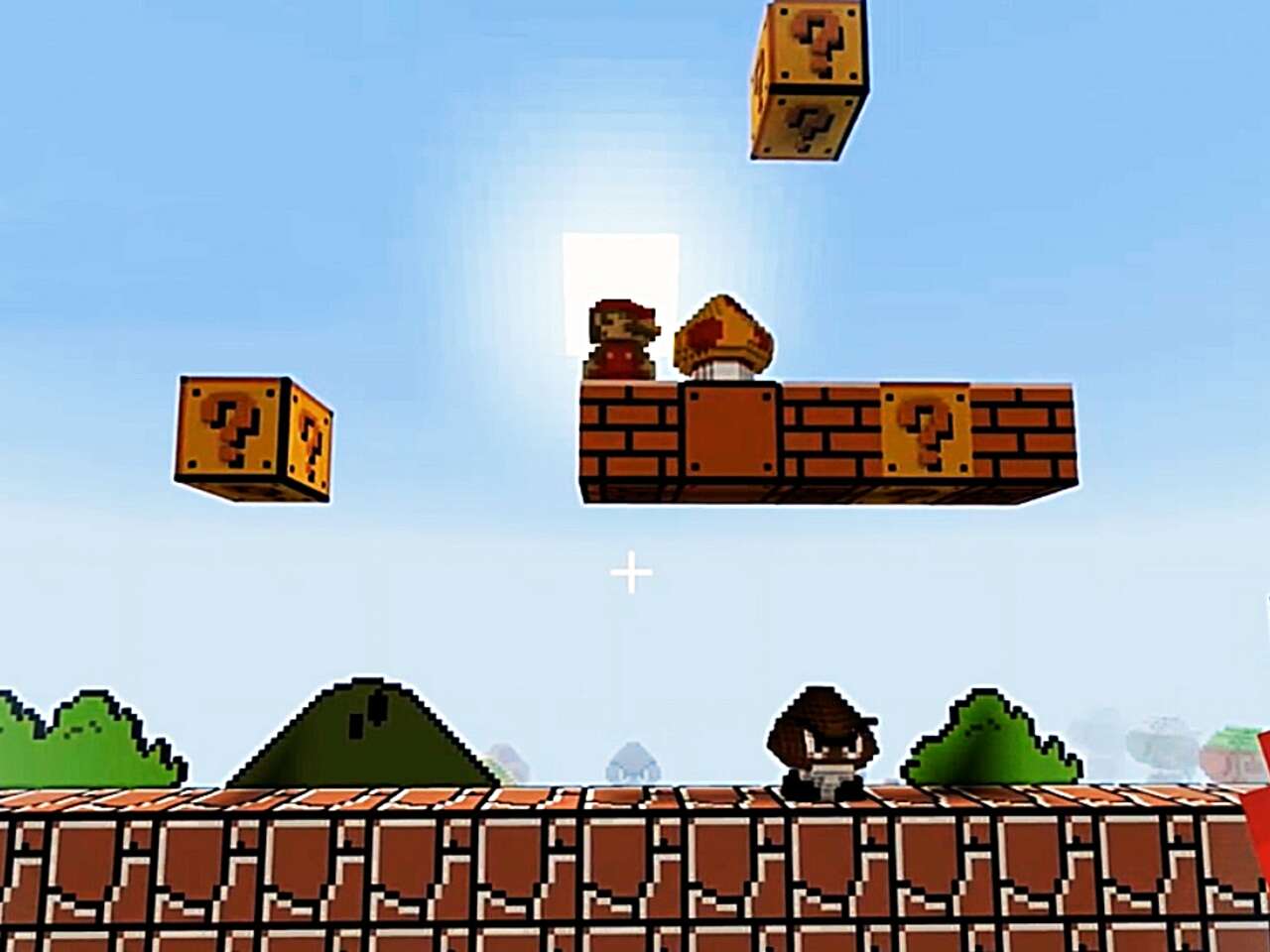 В Minecraft фанат воссоздал первый мир из Super Mario Bros. Там можно собирать  монеты