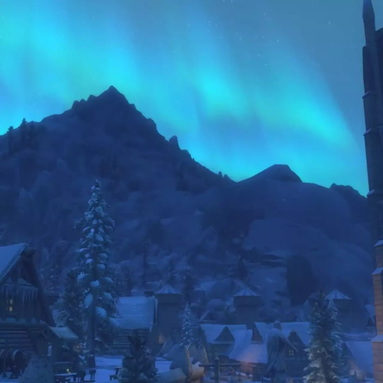 Авторы масштабного ремейка Oblivion на движке Skyrim показали полярное сияние над Брумой