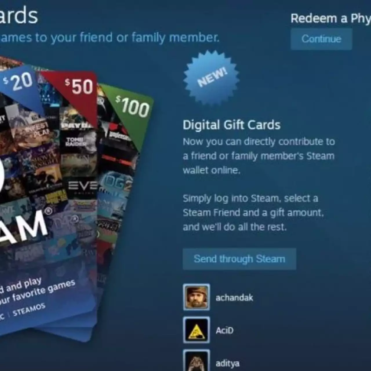 В Steam добавили подарочные карты В Steam добавили подарочные карты