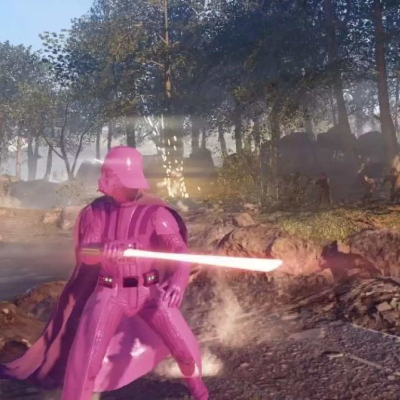 Моддеры сделали для Дарта Вейдера розовый костюм в Star Wars: Battlefront 2 Моддеры сделали для Дарта Вейдера розовый костюм в Star Wars: Battlefront 2
