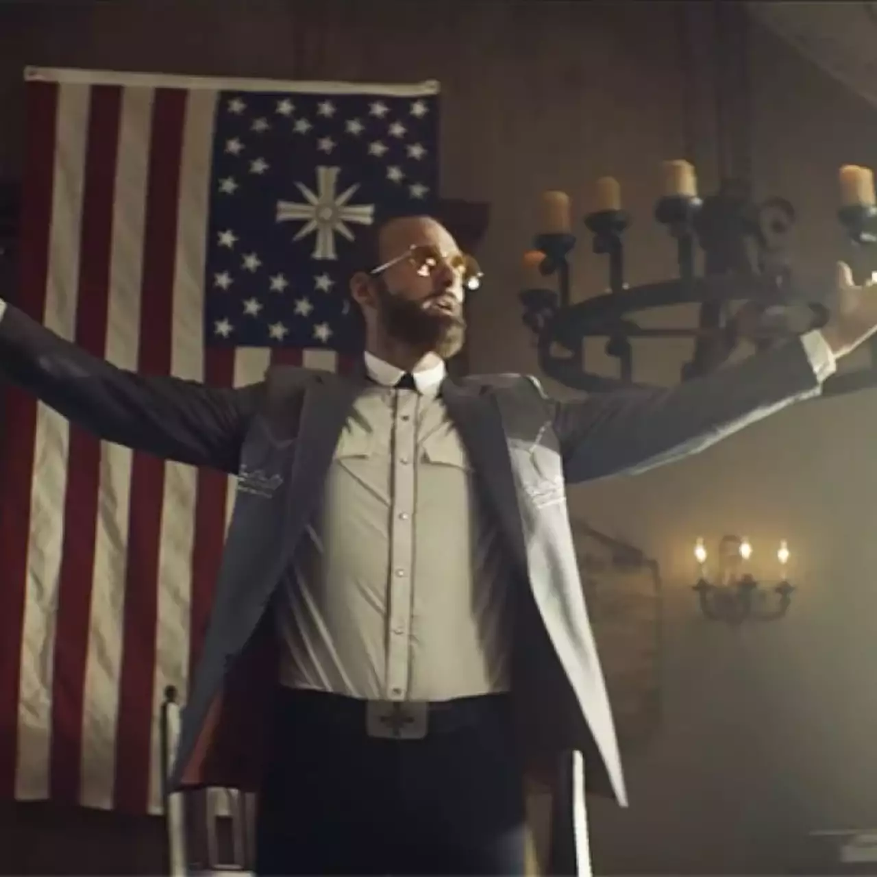 В новом трейлере Far Cry 5 фанатик чуть не убил полицейского, спеша на проповедь В новом трейлере Far Cry 5 фанатик чуть не убил полицейского, спеша на проповедь