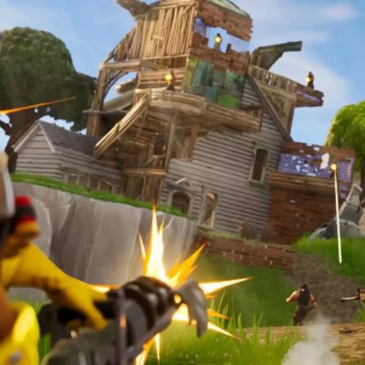 Игрок Fortnite запрыгнул в тележку на лету и расстреливал противников с высоты 250 метров Игрок Fortnite запрыгнул в тележку на лету и расстреливал противников с высоты 250 метров