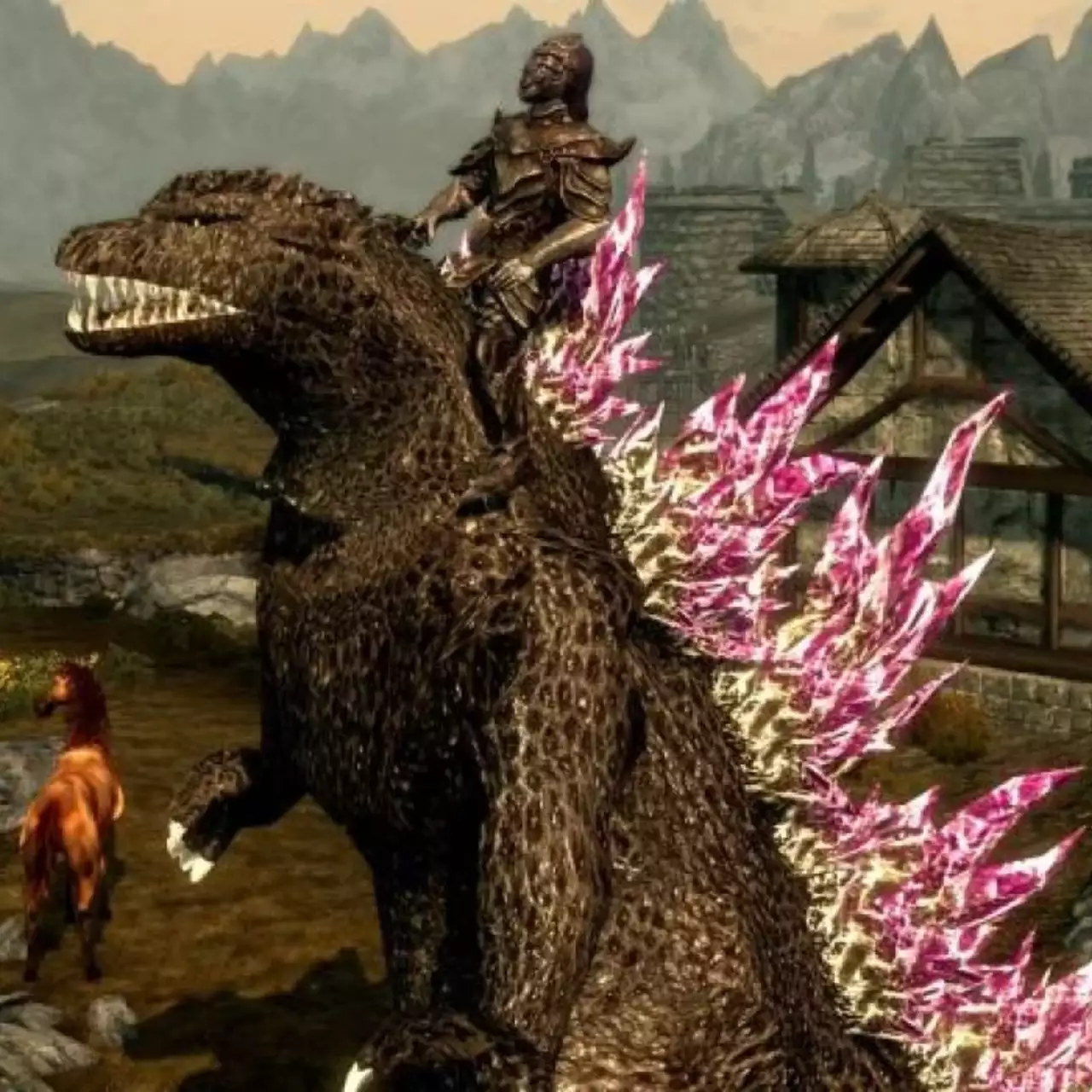 Теперь в Skyrim можно кататься на Годзилле и летать на Родане Теперь в Skyrim можно кататься на Годзилле и летать на Родане