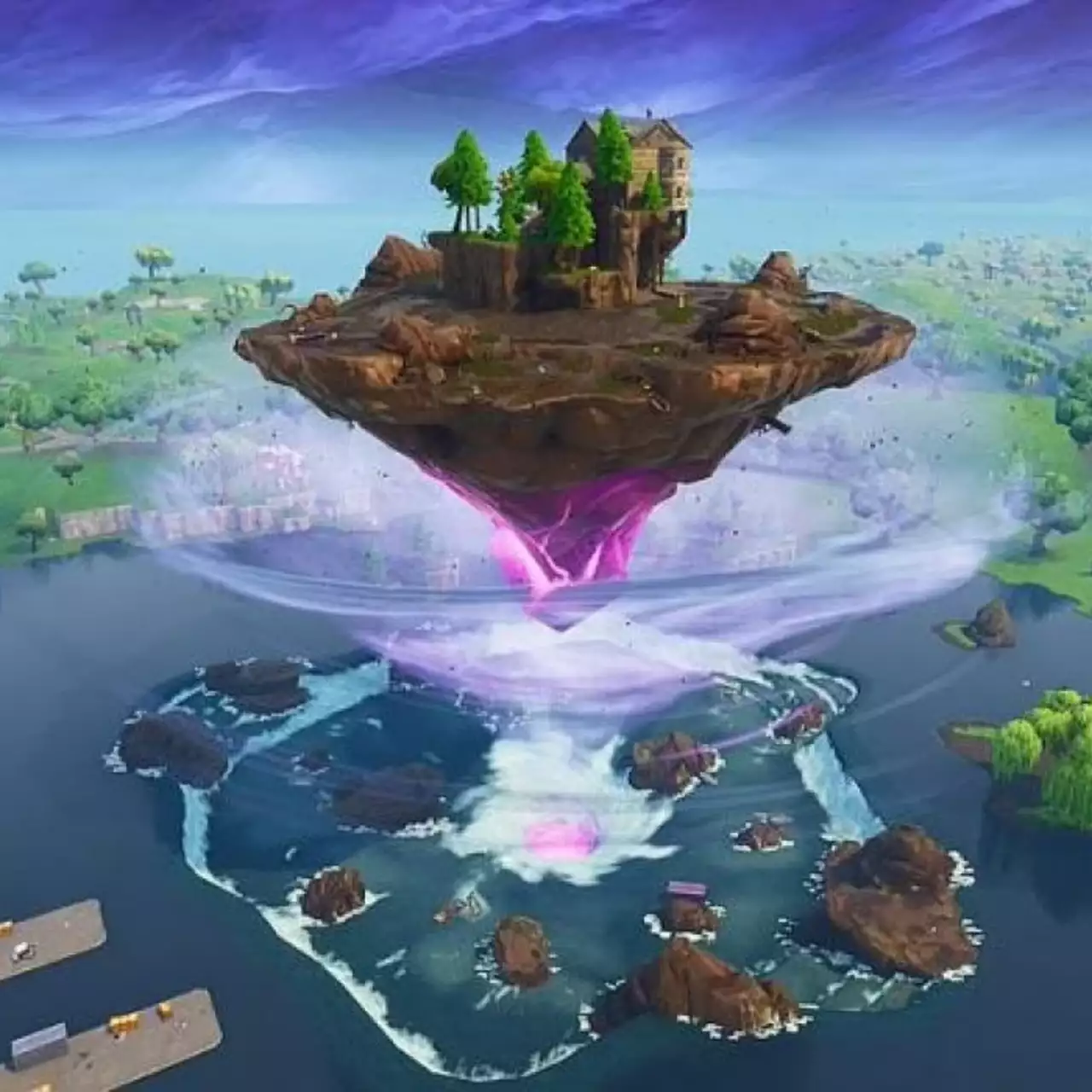 Таинственный куб из Fortnite изменился. Теперь это движущийся в воздухе остров Таинственный куб из Fortnite изменился. Теперь это движущийся в воздухе остров
