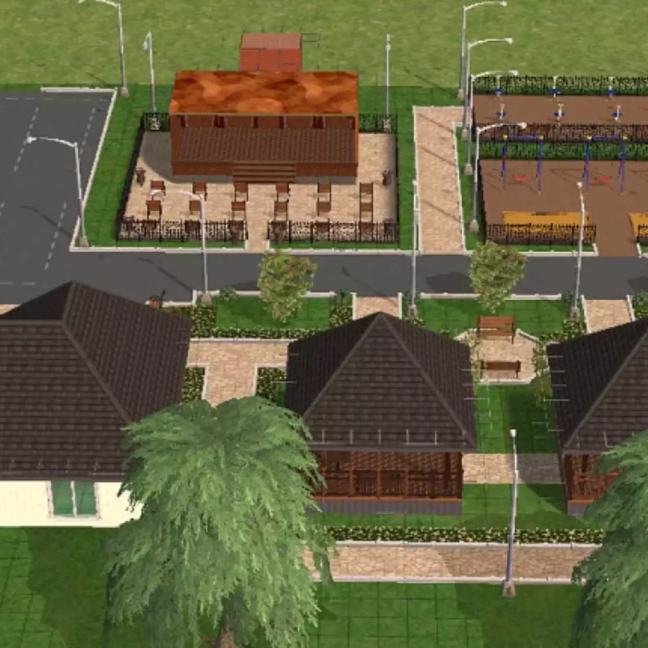 Администрация одного из поселков придумала дизайн дворов в The Sims 2 Администрация одного из поселков придумала дизайн дворов в The Sims 2