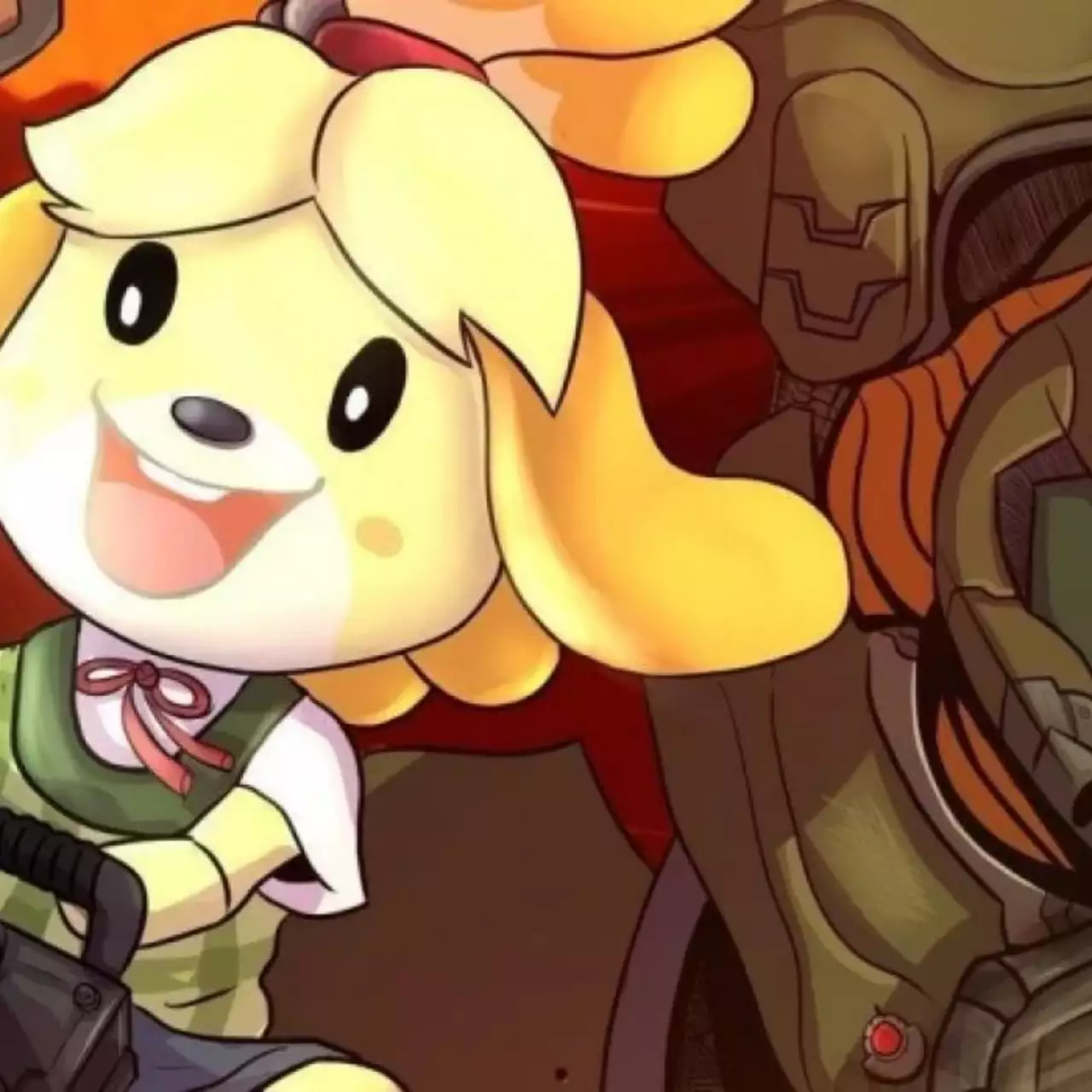Изабель разносит монстров и помогает Думгаю. Моддер объединил Animal Crossing и Doom