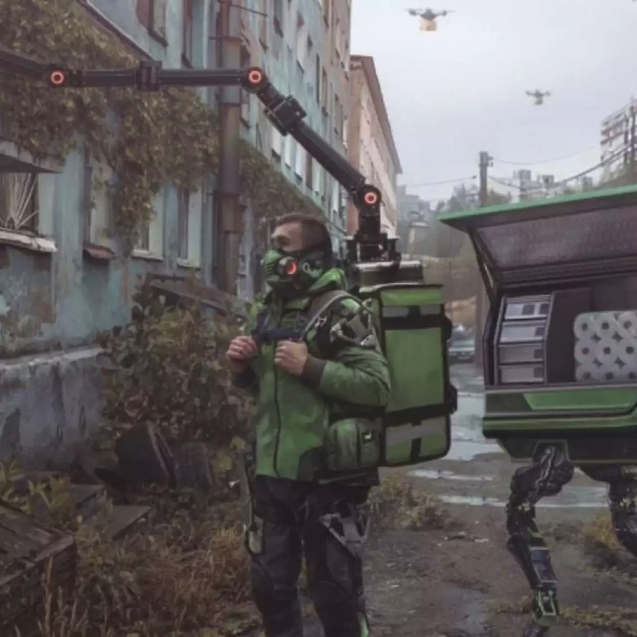Российский художник показал пандемию и работу курьеров в стиле Death Stranding Российский художник показал пандемию и работу курьеров в стиле Death Stranding