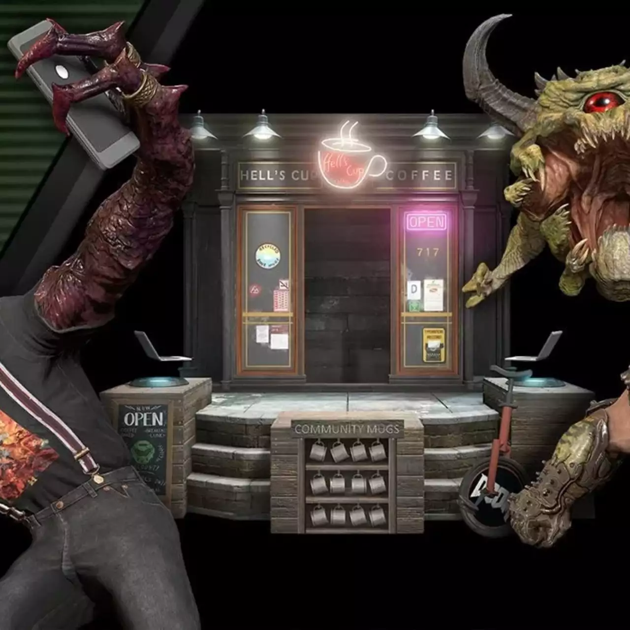 В Doom Eternal с бесплатным обновлением появился демон-хипстер. Он еще и бариста В Doom Eternal с бесплатным обновлением появился демон-хипстер. Он еще и бариста