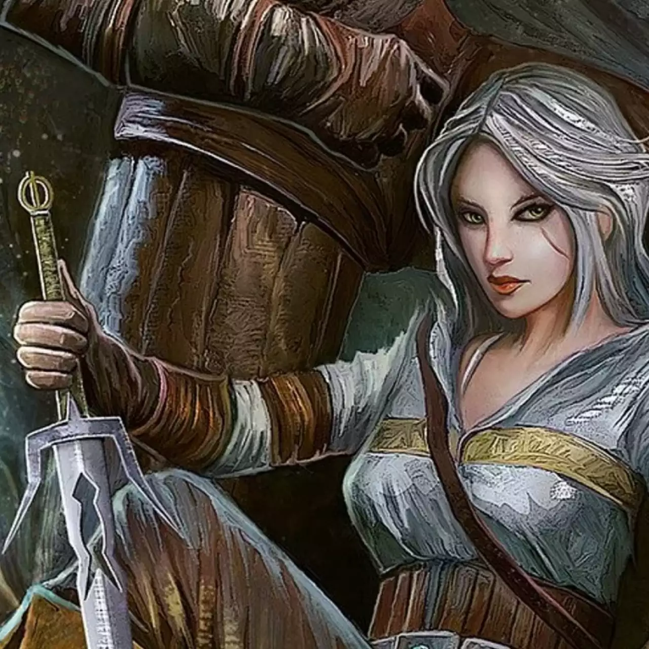 Необычный арт с Геральтом и Цири в азиатском стиле. Авторам The Witcher 3 понравилось