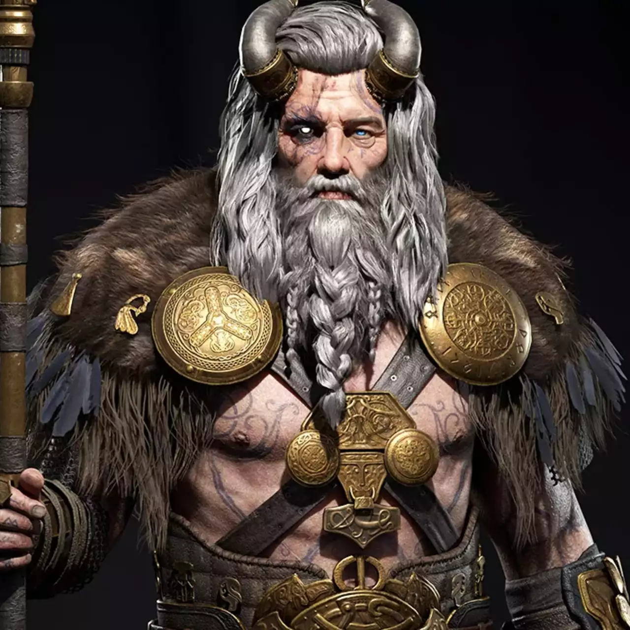 Художник сделал реалистичную 3D-модель Одина. Таким он видит его в God of War: Ragnarok