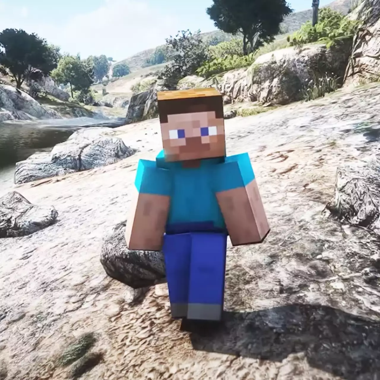 GTA 5 объединили с Minecraft. И все это в 4K с ультра-графикой и трассировкой лучей