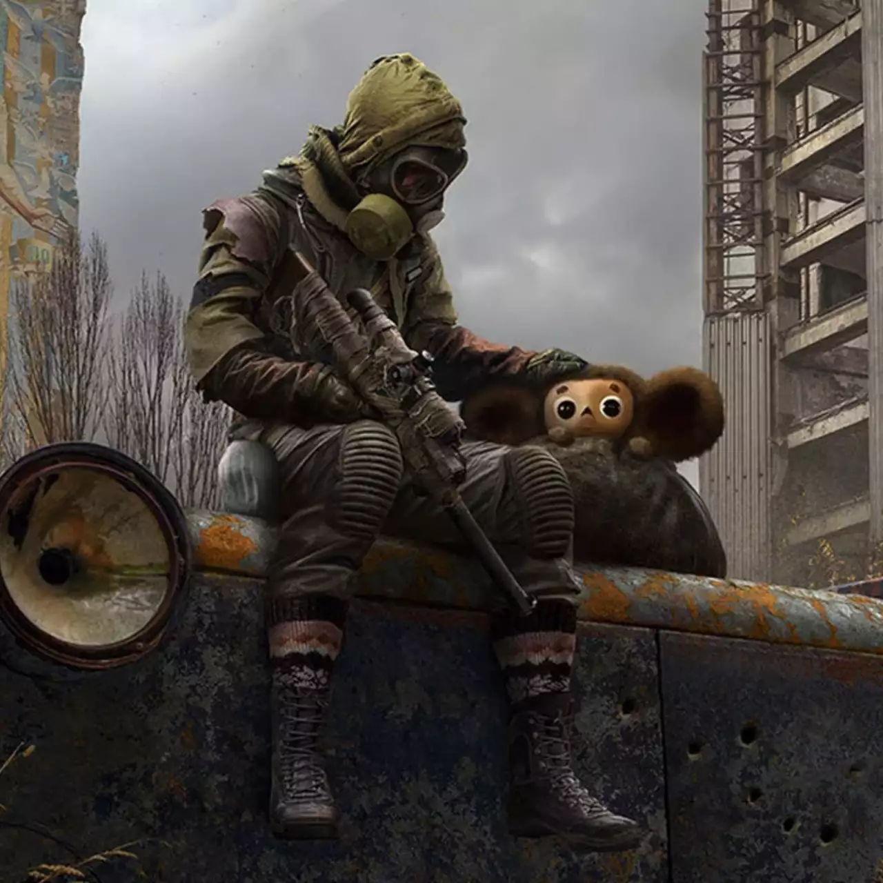 Разработчик S.T.A.L.K.E.R. 2 показал атмосферный арт со сталкером и Чебурашкой от стороннего художника