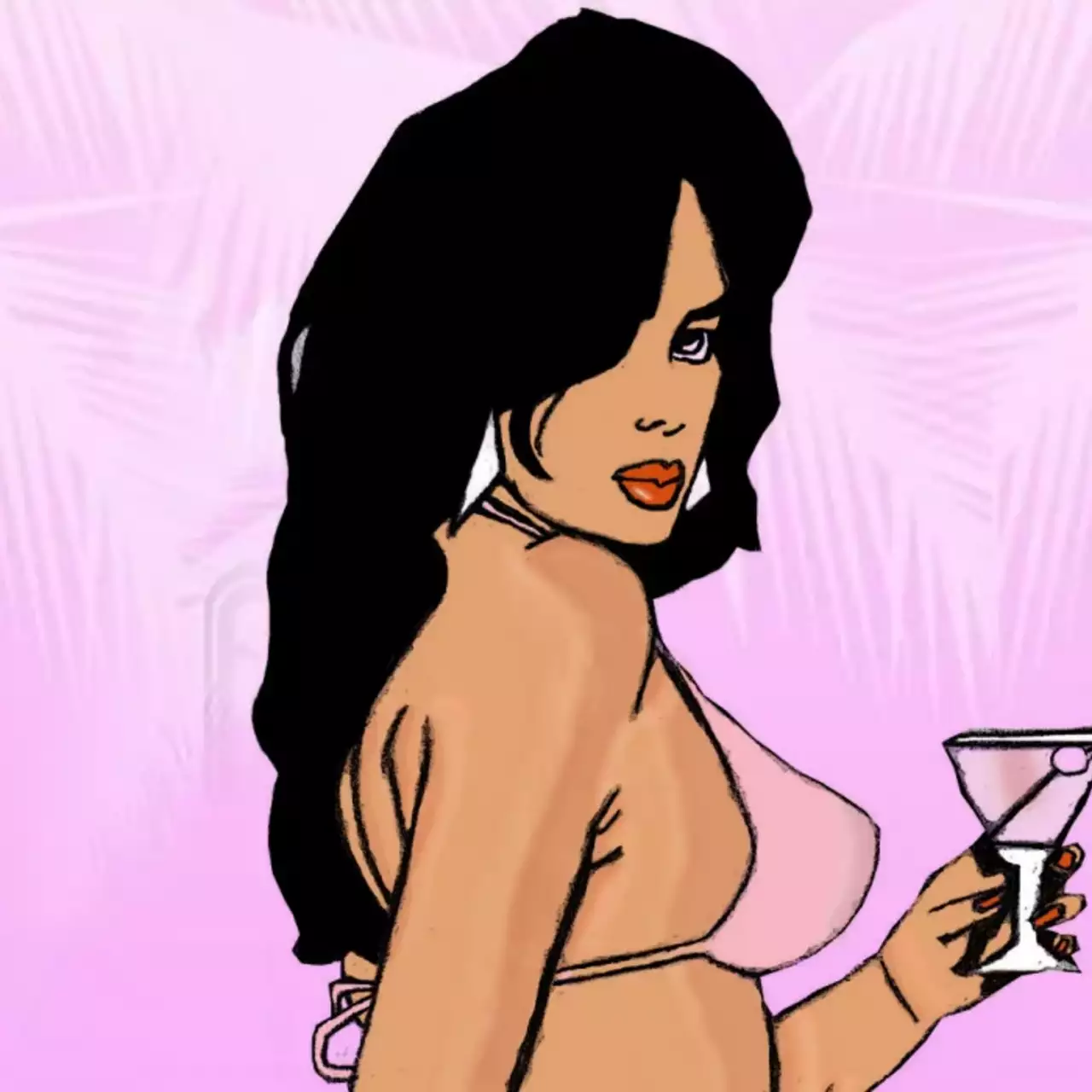 Девушка в прямом эфире нарисовала на своем теле заставку из GTA Vice City. Есть видео и фото ее работы
