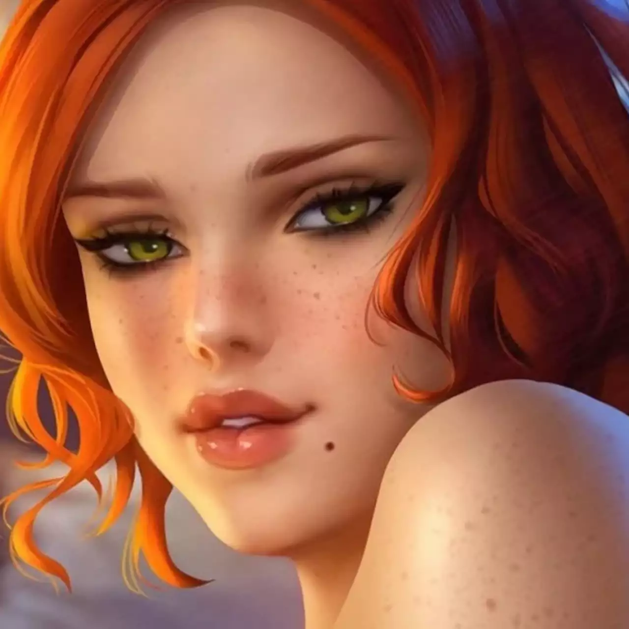 Молодая девушка в образе Трисс из The Witcher 3 уединилась в спальне и обнажила своё тело Молодая девушка в образе Трисс из The Witcher 3 уединилась в спальне и обнажила своё тело