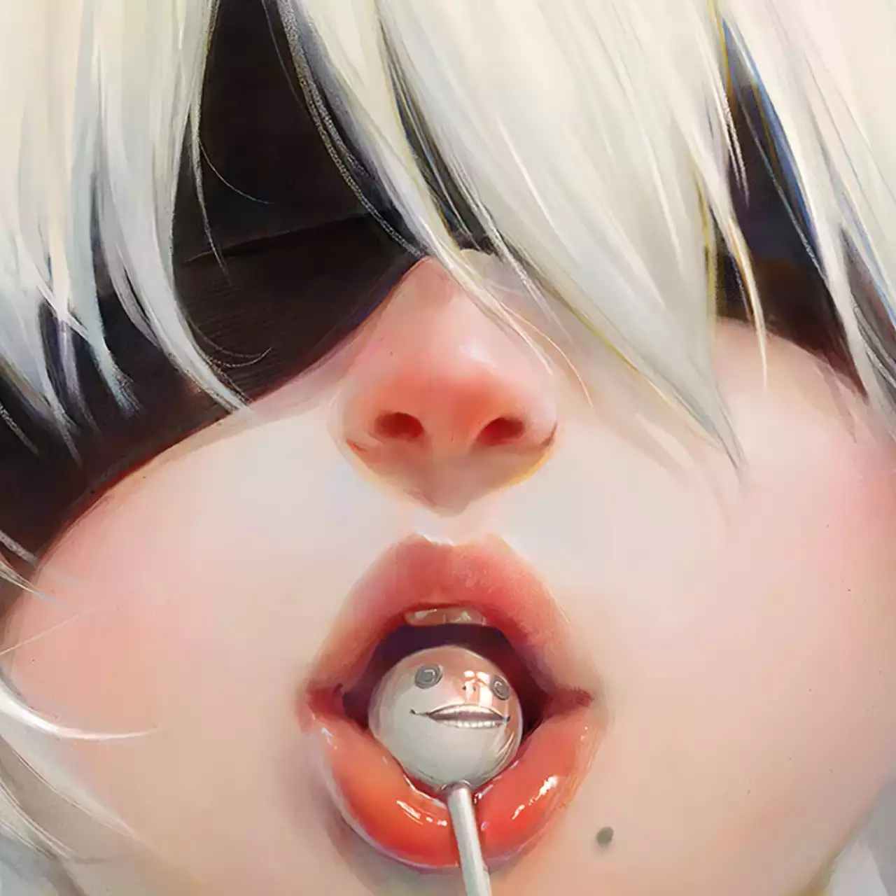 Красотке 2B из NieR: Automata оголили живот и перенесли в мир Cyberpunk 2077. Работу можно спутать с косплеем Красотке 2B из NieR: Automata оголили живот и перенесли в мир Cyberpunk 2077. Работу можно спутать с косплеем
