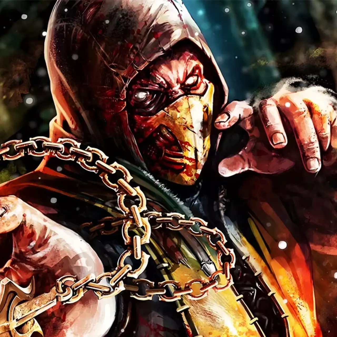 Девушка закосплеила Скорпиона из Mortal Kombat. На фото у нее белые глаза и горящие руки Девушка закосплеила Скорпиона из Mortal Kombat. На фото у нее белые глаза и горящие руки