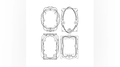 Черно-белые векторные рамочки для оформления текста, №2