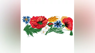 Дизайн для вышивальной машинки, цветы 80 х 200 мм.